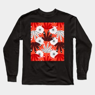 Festive floral ornament in red Long Sleeve T-Shirt
